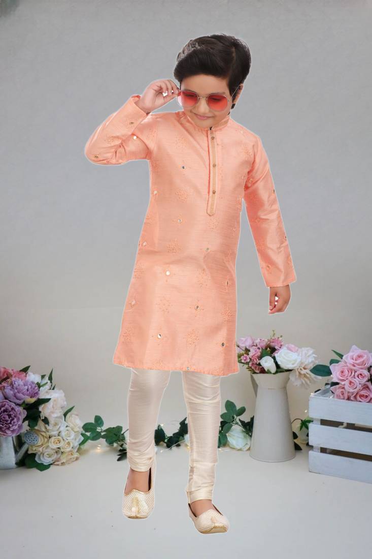 Art silk kurta pajama full sleeve with pajama for kid's