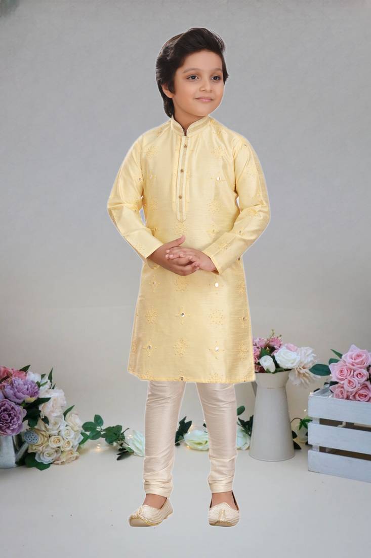 Art silk kurta pajama full sleeve with pajama for kid's
