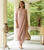 Coral Dhoti Jumpsuit With A Coral Detachable Dupatta