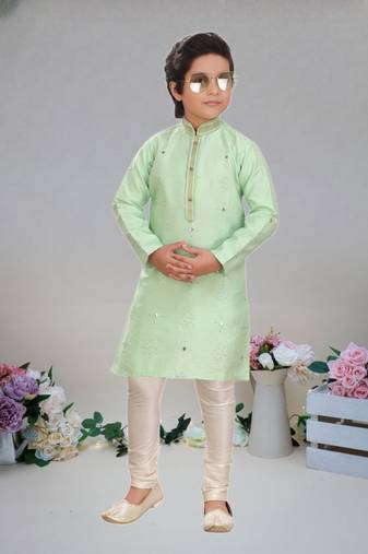 Art silk kurta full sleeve with pajama for boy's
