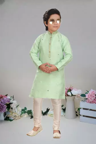 Art silk kurta full sleeve with pajama for boy's