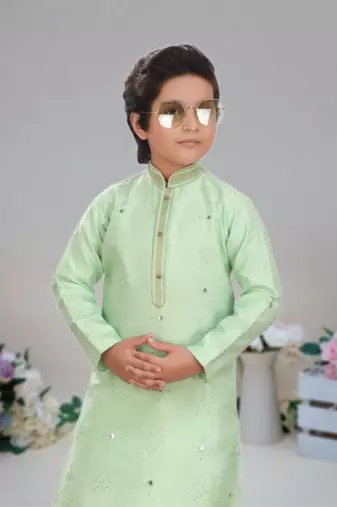 Art silk kurta full sleeve with pajama for boy's