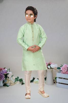 Art silk kurta full sleeve with pajama for boy's 3