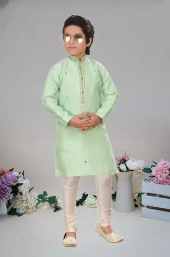 Art silk kurta full sleeve with pajama for boy's
