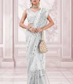 Silver Premium Heavy Net Sequins_Work Party Wear Saree