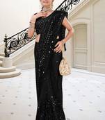 Black Premium Heavy Net Sequins_Work Party Wear Saree
