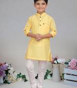 Off white Cotton plain kurta pajama for boy's