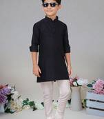 Black Art silk woven kurta pajama for boy'