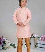 Pink Art silk woven kurta pajama for boy's
