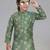 Green art silk printed kurta pajama for boy's