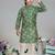 Green art silk printed kurta pajama for boy's