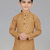 Yellow art silk embroiderde kurta pajama for boy's