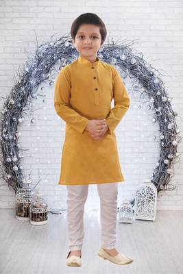 Art silk full sleeve kurta with churidar for boy's 1