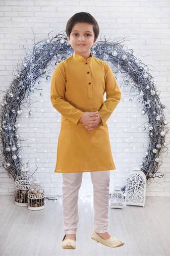 Art silk full sleeve kurta with churidar for boy's