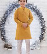 Art silk full sleeve kurta with churidar for boy's