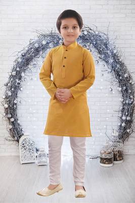 Art silk full sleeve kurta with churidar for boy's 2