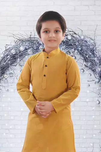 Art silk full sleeve kurta with churidar for boy's