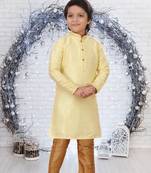 Art silk full sleeve kurta with churidar for boy's