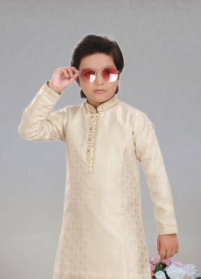 Art silk full sleeve kurta with churidar for boy's 2