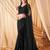 Black sequins beads net georgette heavy work special party wedding  saree with blouse