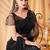 Black sequins beads net georgette heavy work special party wedding  saree with blouse