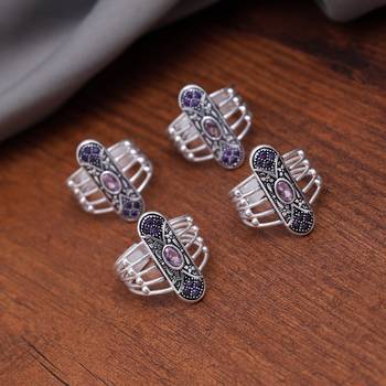 Multi color assorted design toe rings (bichhiya) combo of 2 pairs 1