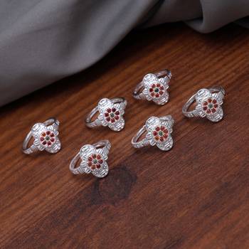 Multi color assorted design toe rings (bichhiya) combo of 2 pairs 1