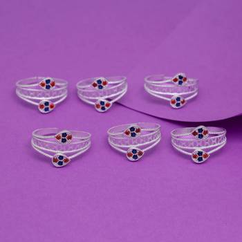 Multi color assorted design toe rings (bichhiya) combo of 3 pairs 1