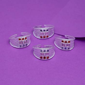 Multi color assorted design toe rings (bichhiya) combo of 2 pairs 1