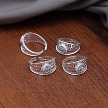 Multi color assorted design toe rings (bichhiya) combo of 4 pairs 1