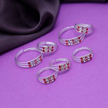 Multi color assorted design toe rings (bichhiya) combo of 4 pairs 1
