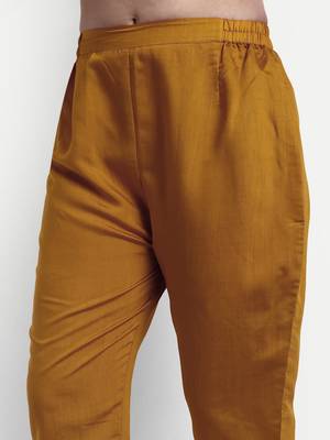 Mustard Colour Silk Slub Straight Salwar Suits Set 3