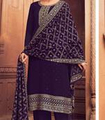 Purple heavy embroidery ceremonial look georgette semi stitched suits