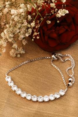 Women American Diamond Silver Plated Adjustable Bracelet 1