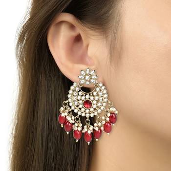 Traditional Kundan Pearl Hanging Choker Necklace Jewellery Set With Earrings & Maang Tikka 6