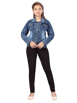Aarika girls blue colour denim jacket 1