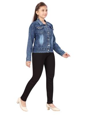 Aarika girls blue colour denim jacket 2