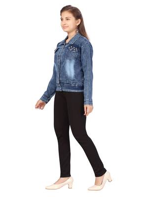 Aarika girls blue colour denim jacket 3