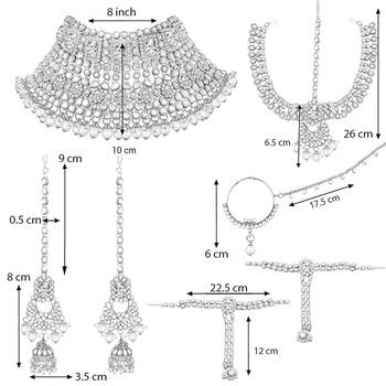 Traditional Handcrafted Faux Kundan Bridal Jewellery Set with Earrings & Matha Patti 8