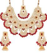Traditional Handcrafted Faux Kundan & Stone Studded Bridal Choker Necklace Jewellery Set For Women 
