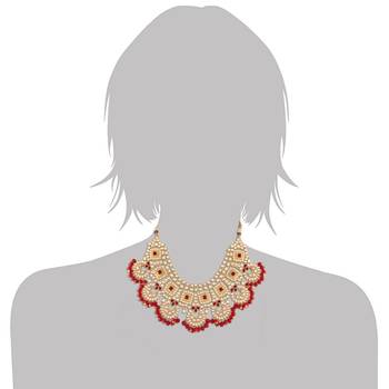 Traditional Handcrafted Faux Kundan & Stone Studded Bridal Choker Necklace Jewellery Set For Women  2