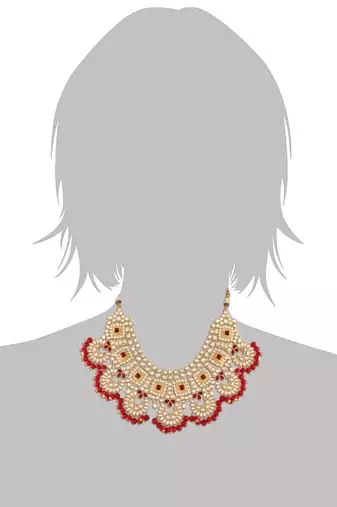 Traditional Handcrafted Faux Kundan & Stone Studded Bridal Choker Necklace Jewellery Set For Women 