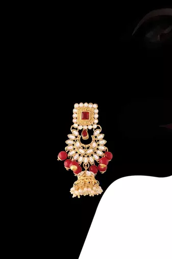 Traditional Handcrafted Faux Kundan & Stone Studded Bridal Choker Necklace Jewellery Set For Women 