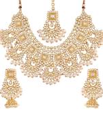 Traditional Handcrafted Faux Kundan & Stone Studded Bridal Choker Necklace Jewellery Set For Women 
