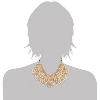 Traditional Handcrafted Faux Kundan & Stone Studded Bridal Choker Necklace Jewellery Set For Women  2