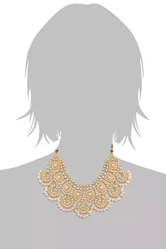 Traditional Handcrafted Faux Kundan & Stone Studded Bridal Choker Necklace Jewellery Set For Women 