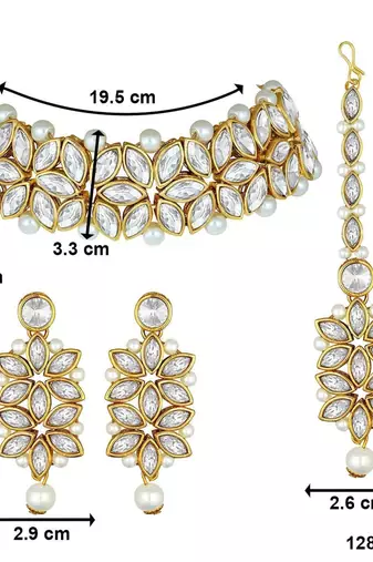 Traditional Bridal Choker Necklace Jewellery Set with Earrings & Maang Tikka for Women 