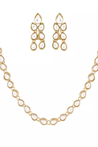 Intricately Handcrafted Jewellery Set Glided With Uncut Polki Kundans For Women 