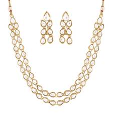 2 Layer Handcrafted Jewellery Set Glided With Uncut Polki Kundans For Women 
