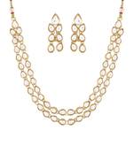 2 Layer Handcrafted Jewellery Set Glided With Uncut Polki Kundans For Women 